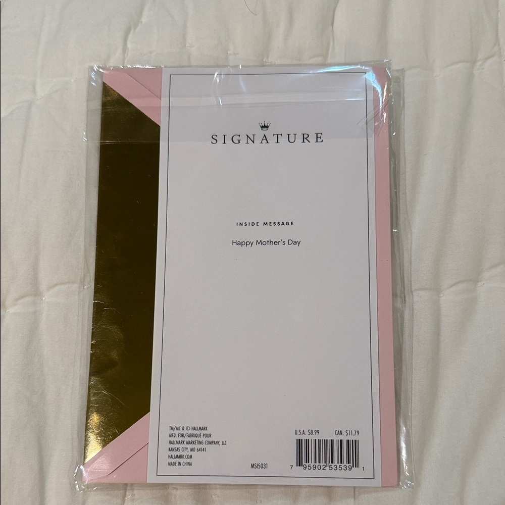Floral Greeting Card with Pink and Gold Accents - Picture 2 of 2